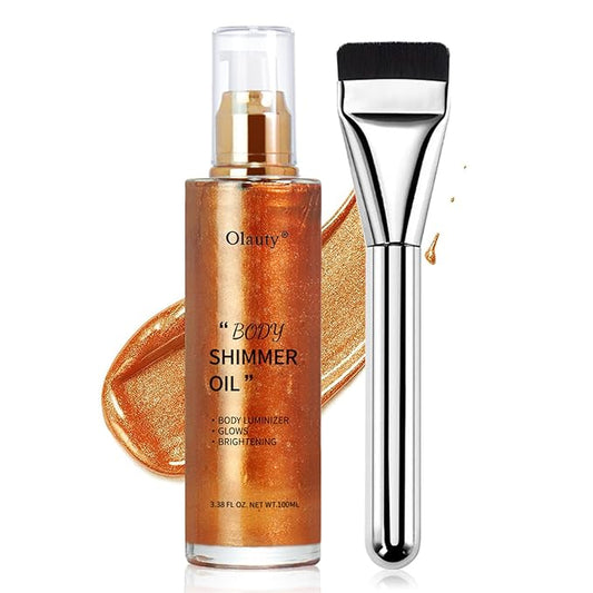 Shimmer Body Oil-Bronze Gold Face Brighten Pearl Highlighter