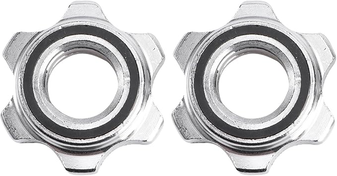Garneck 2pcs Standard Barbell Spin-Lock Collars Screw Clamps 1 inch(Silver)