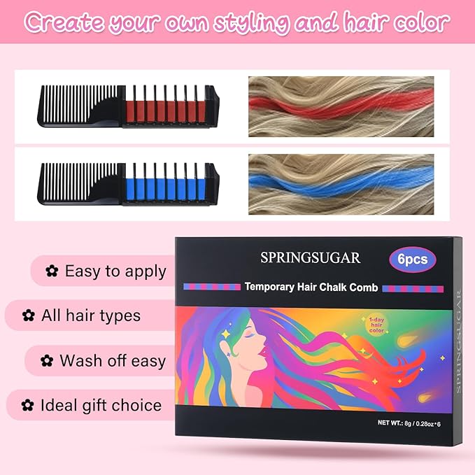 6 PCS Hair Chalk Comb