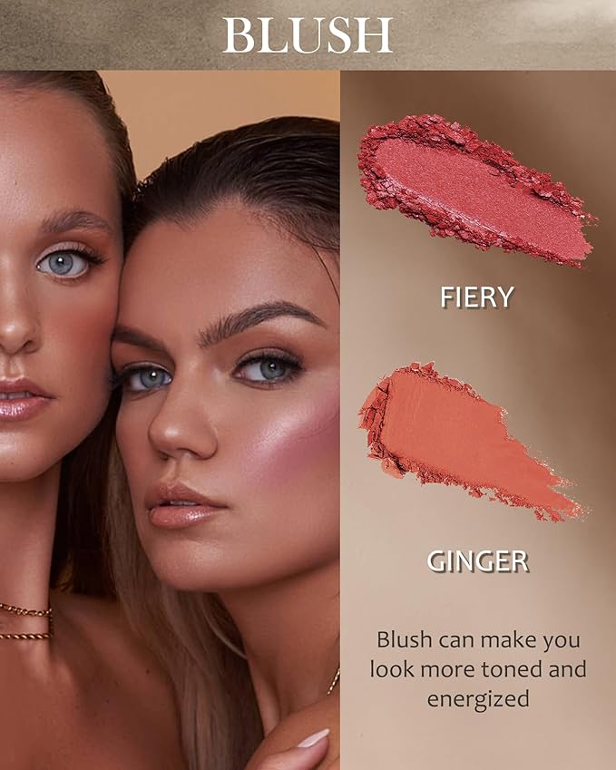 Matte Blush Powder Palette-2Colors Cruelty-Free Buildable Facial Cheek for Women-04