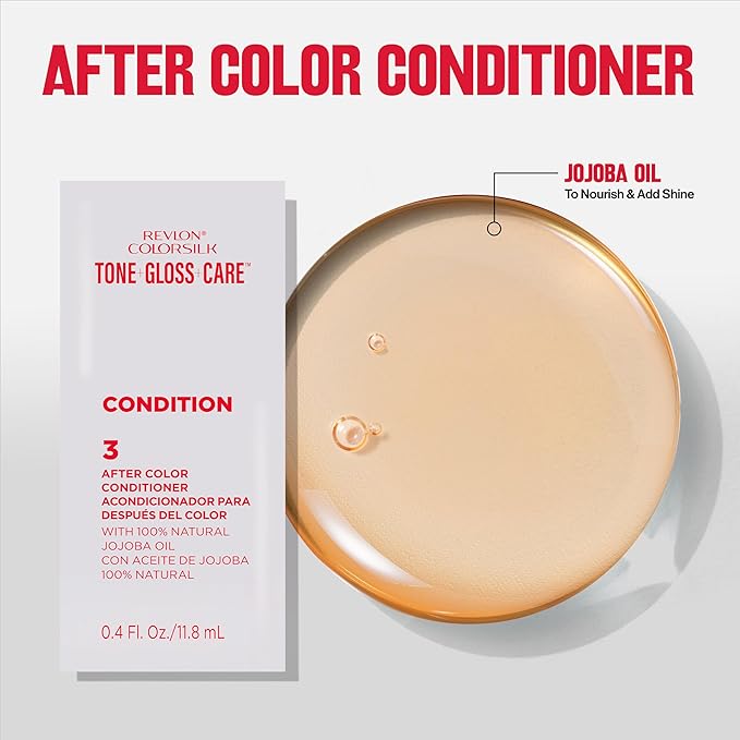 Revlon ColorSilk Tone + Gloss + Care Demi Permanent Hair Color, Dye Kit with Leave-In Scalp and Haircare Serum, 2x Shinier, 4x Stronger, 1 Black, 4.5 fl oz