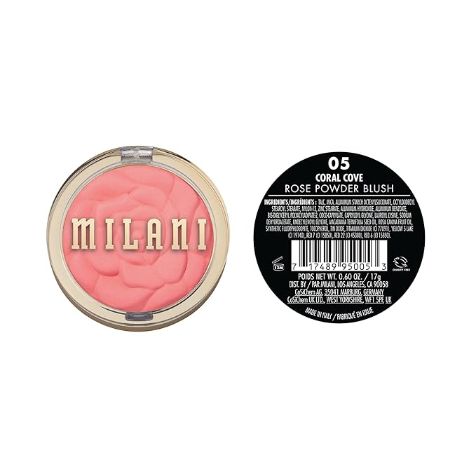 Milani Baked Blush, Powder Blush for Cheeks, Cruelty Free Makeup - Shape, Contour & Highlight Face for a Shimmery or Matte Finish -Coral Cove