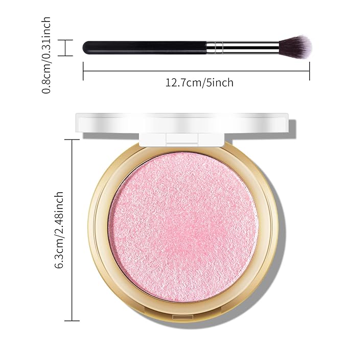 Baked Pink Highlighter Powder Palette, Makeup Highlighter Powder Mermaid Pink