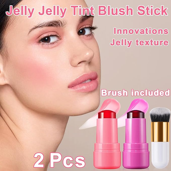 2PCS Cooling Water Jelly Lip Tint/Blush, Jelly Blush Cooling