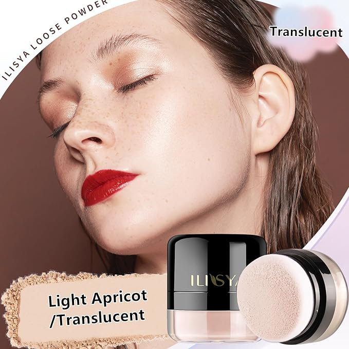 Setting Powder Lightweight Loose Powder Finishing Powder Long-Lasting (Light Apricot/Translucent) 0.28 Oz