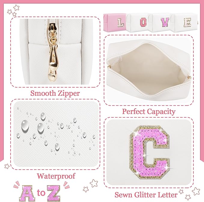 Personalized initial letter makeup bag,