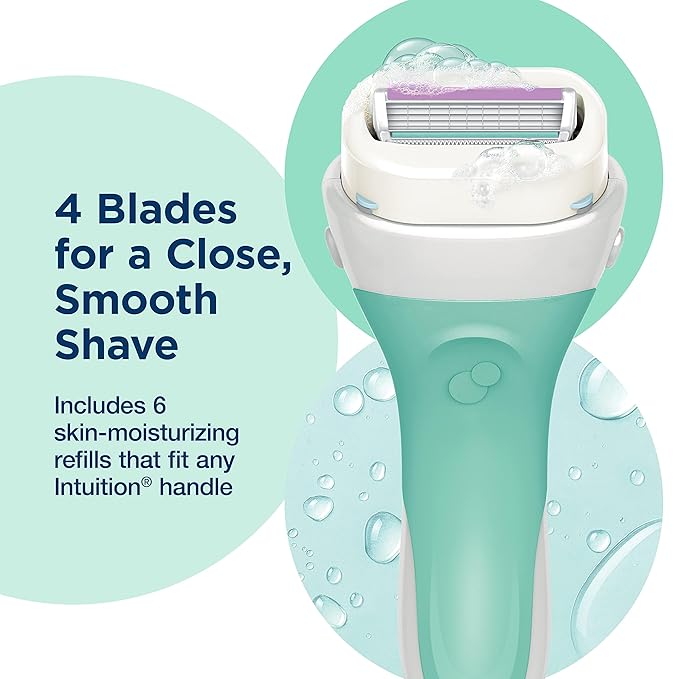 INTUITION Schick Refill, Razors for Women Sensitive Skin | Intuition Razor Blades Refill with Organic Aloe, Razor Refills , 6 Count (Pack of 1)