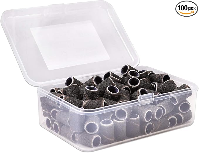 PANA 100 Pieces Nail Sanding Bands Professional Nail Manicure Great Fit for Nail Drill Bits for Acrylic Nails (150 Grit, Black)