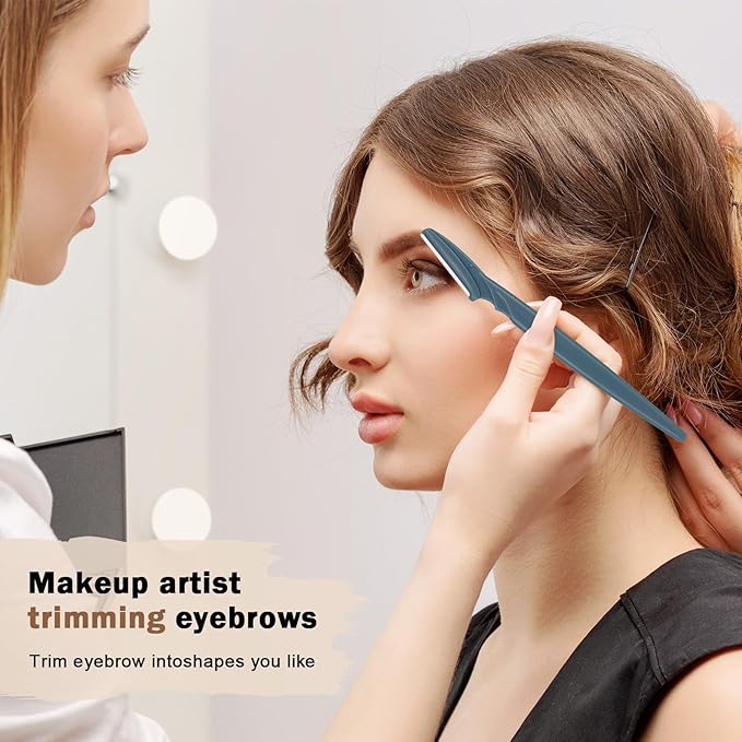 D 12 PCS Eyebrow Razor,Dermaplane Razor,Face Razors for Women,Dermaplaning Tool for Face,3 Colors Facial Hair Shavers with Precision Cover,Facial Hair Remover for Women,Eyebrow Trimmers for Men(Gray)