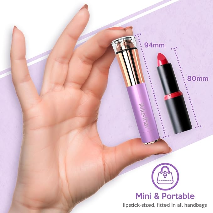 Mini Portable Facial Hair, Lips and Chin Remover Trimmer for Women, Facial Painless Epilator Pen, 18K Gold-Plated 13mm Hypoallergenic Rotary Head. 360° LED Light for Instant and Painless Hair Remover