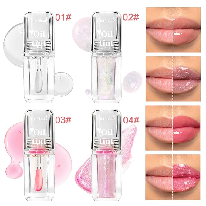Plumping Lip Oil Tint,Moisturizing Transparent Color Changing Lip Plumping