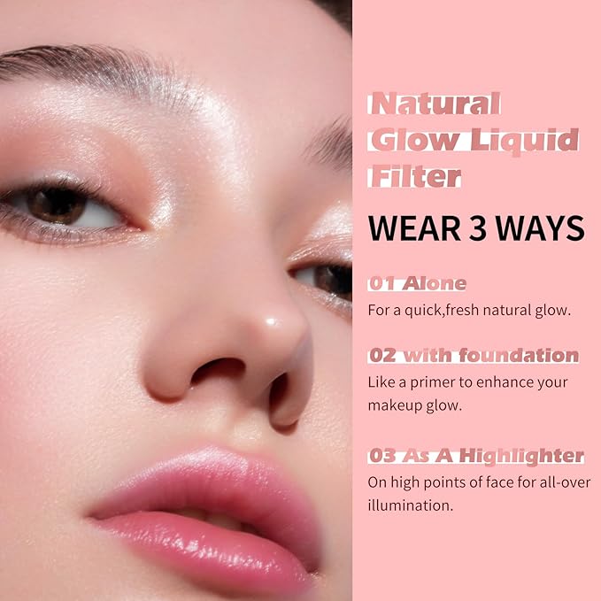 KIMUSE Natural Glow Liquid Filter, Weightless Liquid Highlighter & Cruelty-Free