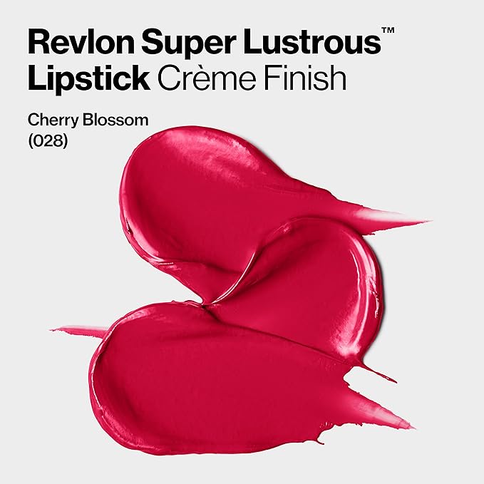 Revlon Super Lustrous Lipstick, Creamy Formula For Soft, Fuller-Looking Lips, Moisturized Feel, 028 Cherry Blossom, 0.15 oz