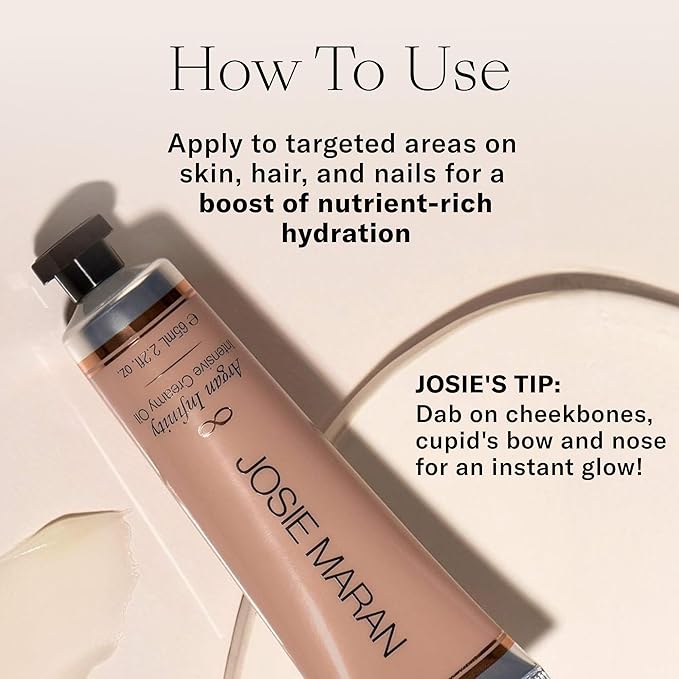 Josie Maran Intensive Creamy Oil - Multi-Tasking Skin Moisturizer & Everything Balm for Dry Lips, Elbows & Full Body Care - Powered by Argan Oil (2.2 Fl Oz)