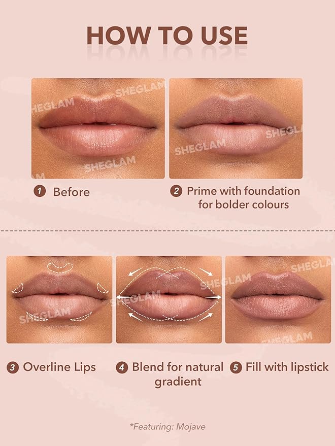 SHEGLAM Lip Liner Creamy Matte Pencil High Pigment Not Easy to Fade Silky Smooth Matte Contour Tint Lip Makeup-Concrete Jungle