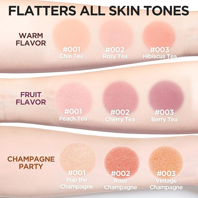 I'M MEME Blusher Palette - Afternoon Tea_Warm FLavor | Soft Pink, Peach, Lavender, 3 Shades Palette, Matte Powder, Face & Cheeks, For All Skin Tones, Powdery Finish, Lightweight Formula, 0.4 Oz