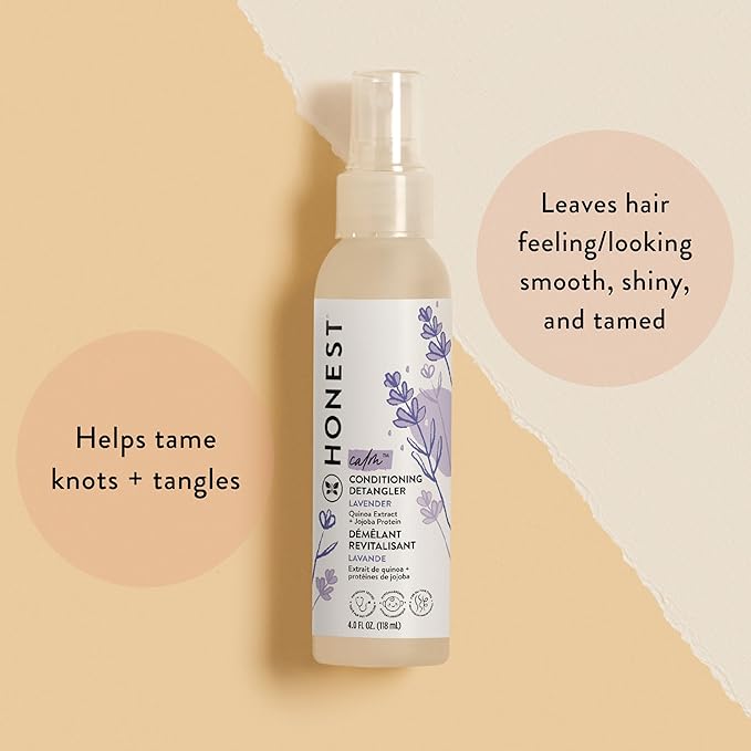 The Honest Company Conditioning Hair Detangler | Leave-In Conditioner + Fortifying Spray | Tear-Free, Cruelty-Free, Hypoallergenic | Lavender Calm, 4 Fl Oz
