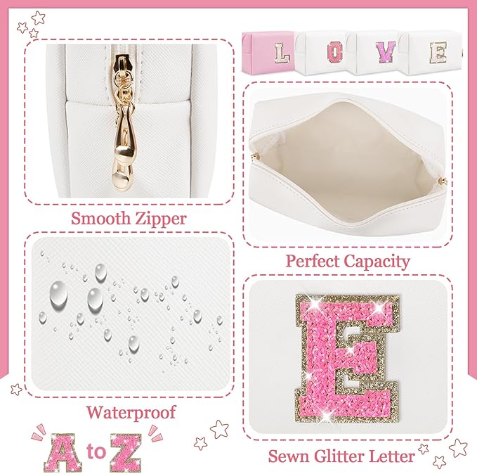 Personalized initial letter makeup bag,