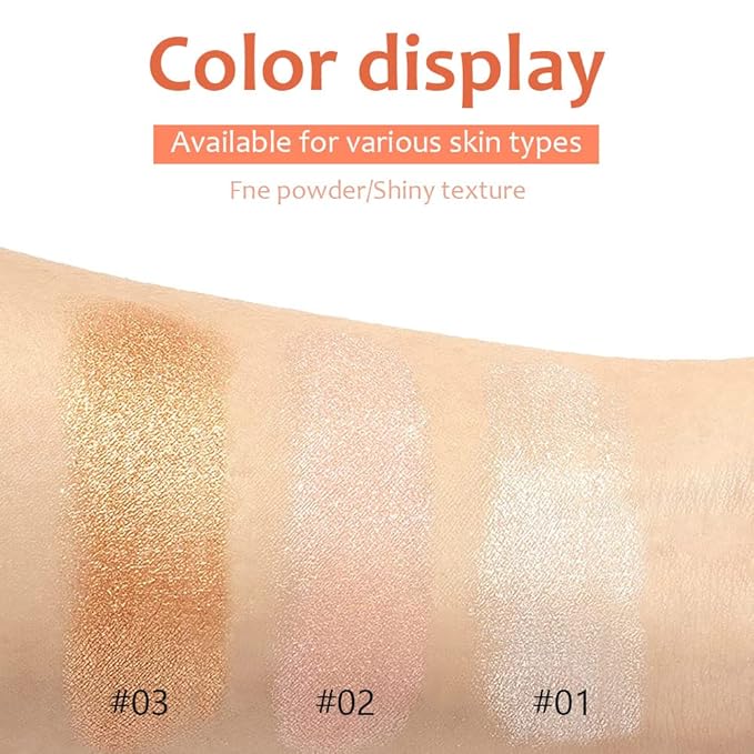 evpct 3Pcs Glitter Highlighter Powder Stick Make up Shimmer Stick