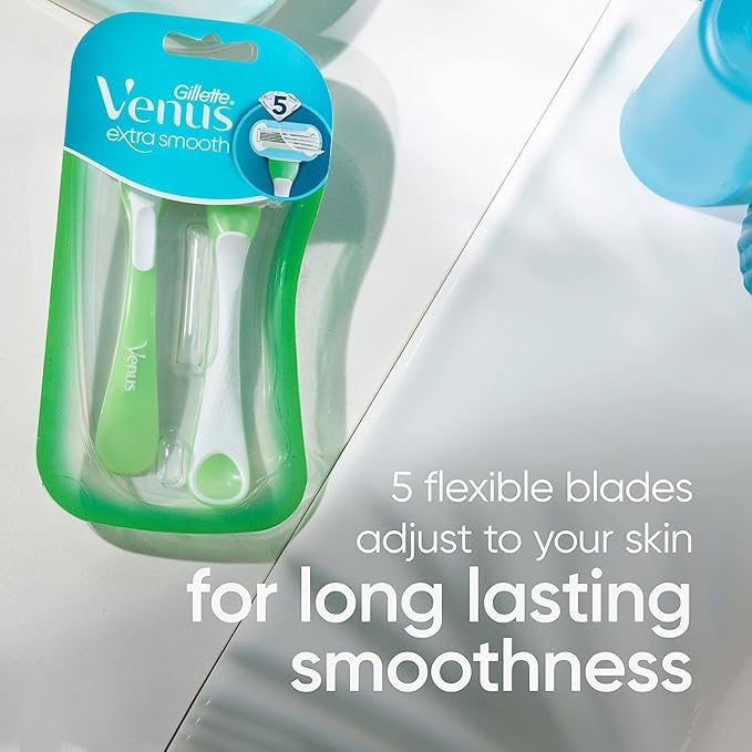 Gillette Venus Extra Smooth Green Disposable Women's Razors - 2 Count (Pack of 2)
