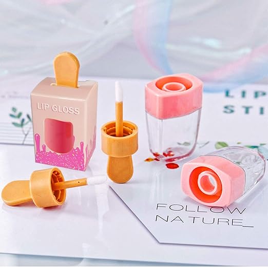 15 Pack Icecream Lip Gloss Tube Boxes Packaging, Pink Lip Gloss Boxes for 2.68x1.62 Inch Ice Cream Shaped Empty Lipgloss Tubes, Pink Ice Cream Lip Gloss Tube Bottle Packaging(Not include