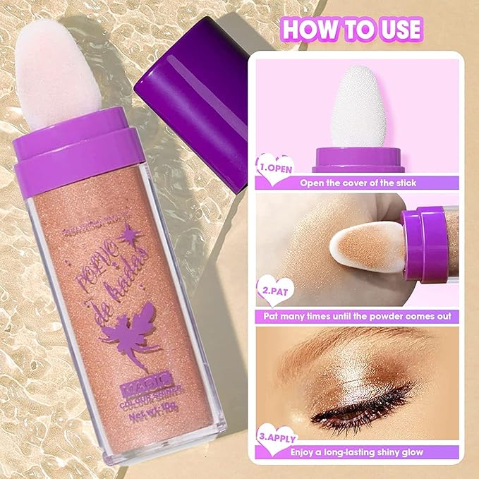 2pcs/set Polvo De Hadas Highlighters, Glitter Brightens Face (Golden Brown)