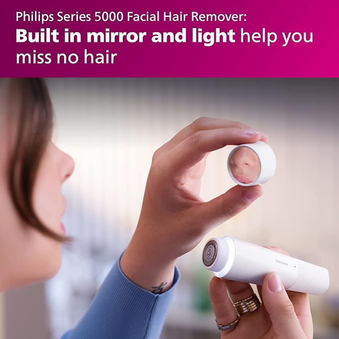 Philips Beauty Lady Electric Shaver Series 8000 with Electric Facial Hair Remover, Cordless, BRL166/91