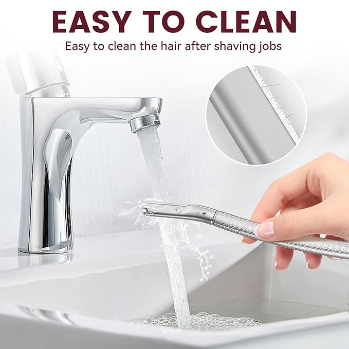 Eyebrow Razor and Face Razor for Women, Reusable Metal Handle with 12 Refill Blades and Protective Silicone Cap, Eyebrow Hair Trimmer - Silver