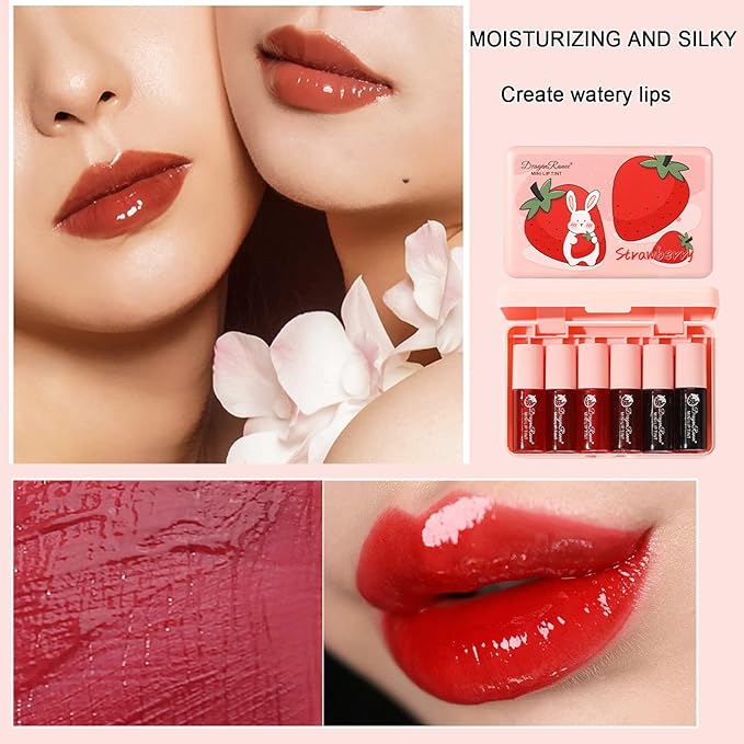 6 Colors Lip Tint Stain Set, Korean Lip