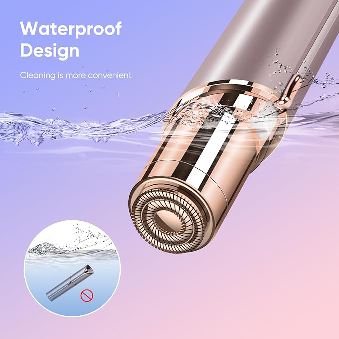 Facial Hair Removal for Women, Portable Painless Hair Remover Device, Rechargeable, with 2 Replacement Heads, for Face, Upper Lip and Chin
