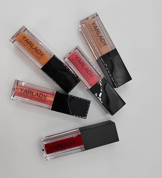 5pcs lip gloss combination set, 4pcs Shiny Lip gloss +1pcs lipstick matte long lasting 24 hours, Lip makeup Gift set