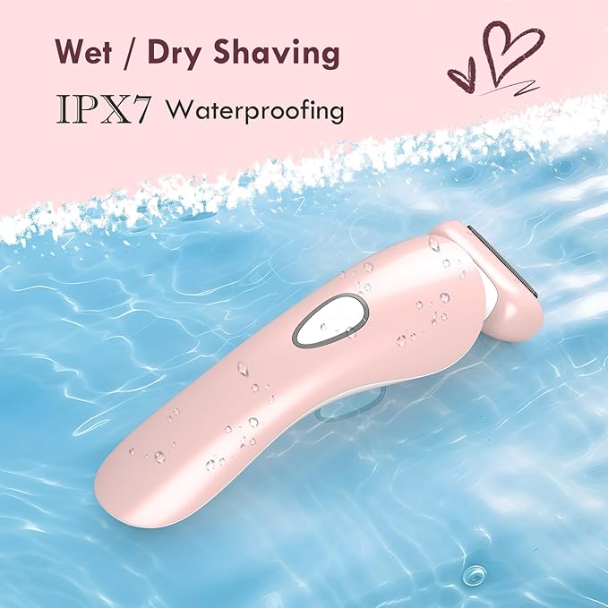 Electric Razor for Women - Painless Eletric Shavers for Women, Body Hair Removal for Legs and Underarms, Ladies Bikini Trimmer Wet Dry Shave, Rechargeable, with LED Light