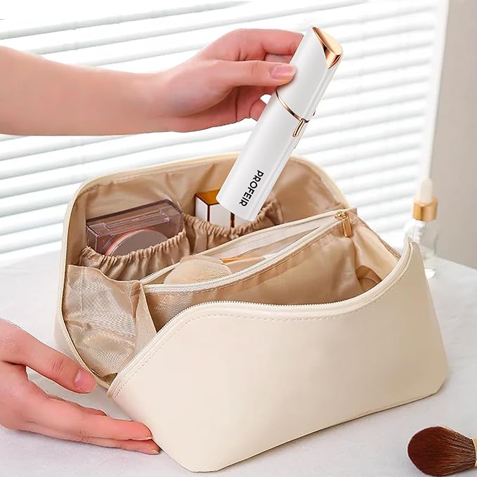 Facial Hair Removal for Women: Electric Hair Removal Device - Rechargeable Painless Face Razor for Chin Upper Lip Peach Fuzz with Light (White)