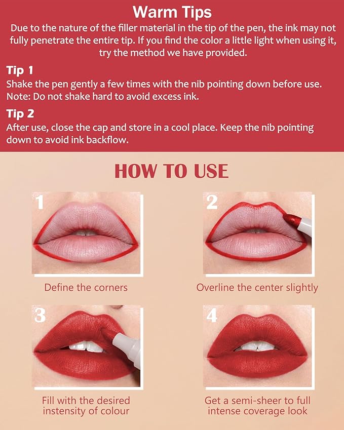 Lip Stain Marker Pen-1Pcs Ruby Red Hydrating Lip