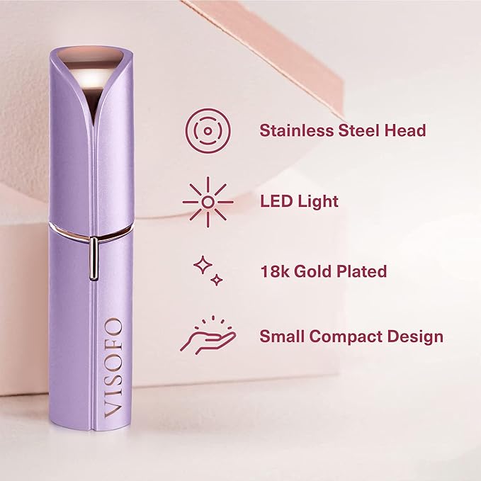 Facial Hair Removal for Women | Electric Razor Device Small Mustache Dermaplaning Remover Tools Tweezers Epilator Trimmer Face Dermaplane Shavers Beauty Gadgets Set Accessories by VISOFO (Amethyst)