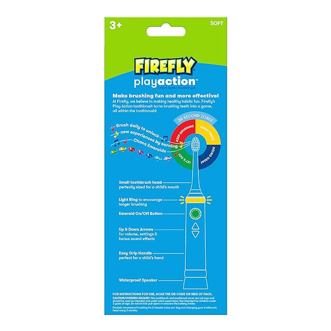 FIREFLY Play Action Sonic The Hedgehog Toothbrush Kit, Interactive Battery Operated Toothbrush with Lights, Music and Games, Batteries Included, Ages 3+