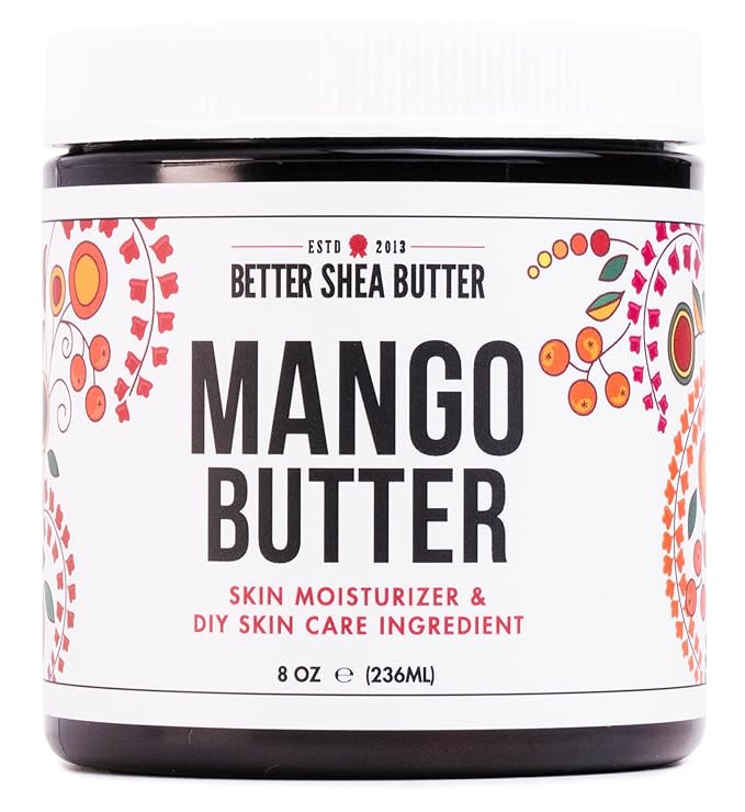Raw Mango Butter - 100% Pure Mango Seed Butter - Natural Moisturizer for Skin and Hair - Use with Shea in DIY Body Butter, Lip Gloss, Lotion Bar and Soap Making, 8 oz Jar
