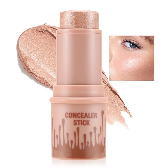Cream Highlighter Stick, Shimmer Brightener Makeup Stick, Blendable for Women