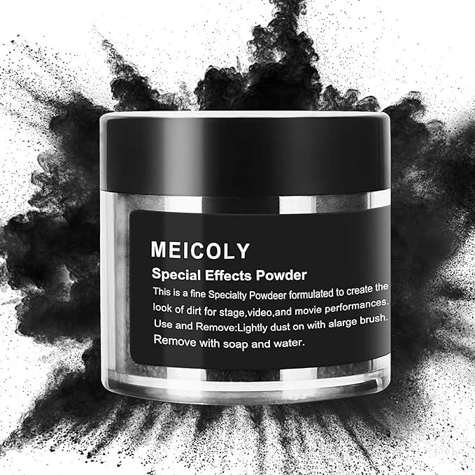 MEICOLY Black Special Effects Powder,Ultrafine Loose Dirt Powder Halloween,Charred Ash, 0.88Oz