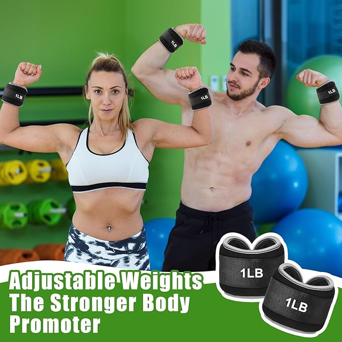 4 Pairs Wrist Leg Weights for Women Ankle 1lbs 2lbs 2lbs Each