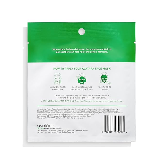 Avatara Chill Out Face Masks, 15 Hydrating
