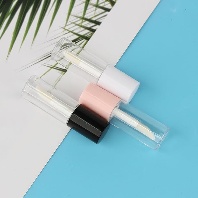 COSIDEA 50pcs 3ml mini lip gloss tubes Bulk Sample size Round Pink lipgloss cotainer pack bottles