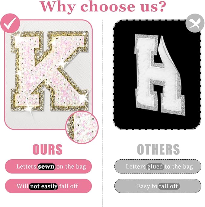 Initial letter patch makeup bag,