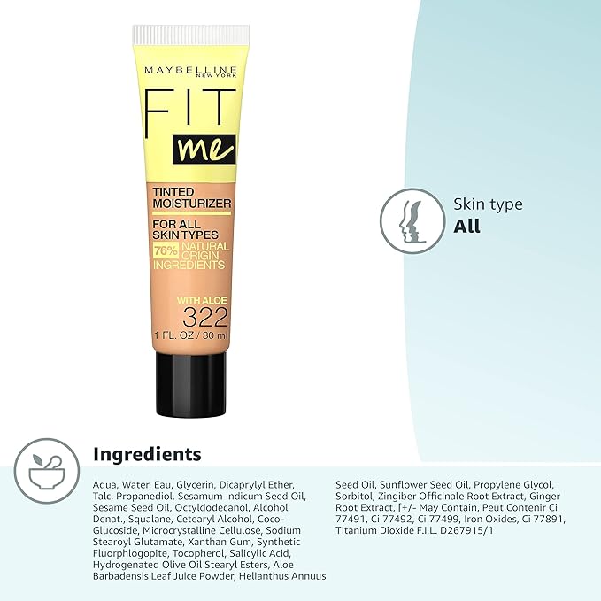 Maybelline Fit Me Tinted Moisturizer, Natural Coverage, Face 1 Count