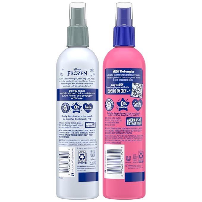 Suave Detangler Spray for Kids Variety 2-Pack – Berry Awesome & Frozen Frosted Berry, Detangling Spray for Kids Hair, Curly, Wavy & Straight, 10 Oz Ea