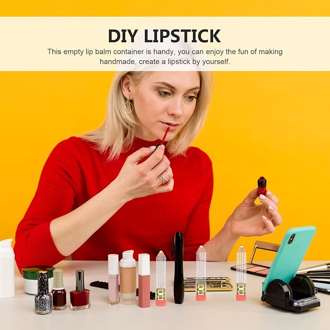 Garneck 12pcs Pencil Shaped Empty Lip Gloss Tubes 5ml Refillable Gloss Bottles For Diy Cosmetics Clear Mini Lip Oil Containers Novelty Lip Glaze Bottles For Women Girls