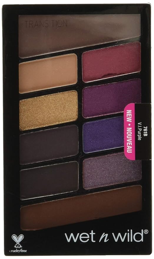 wet n wild Color Icon 10-Pan Eyeshadow Makeup Palette, Long Lasting, Shimmer, Metallic, Glittery, Matte, Rich Smooth Pigment, Cruelty Free - V.I. Purple