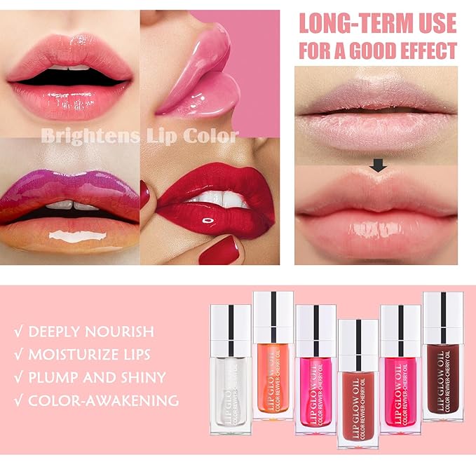 3PCS Lip Oil Set, Hydrating Lip Mahogany)