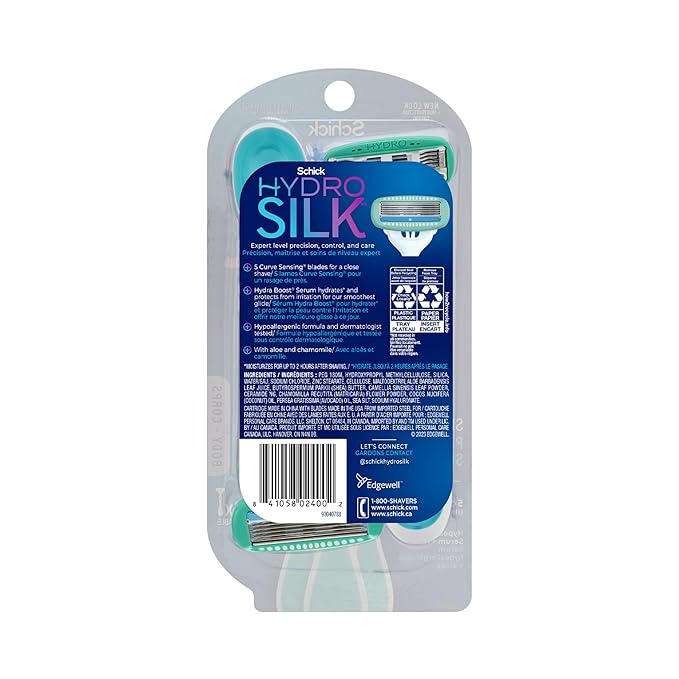 Schick Hydro Silk Sensitive Women's Disposable Razors, 3ct | 5-Blade Disposable Razors for Women Sensitive Skin | Travel Razor for Women