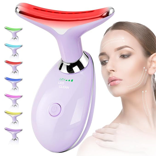 Facial Massager Red-Light-Therapy-for-Face and Neck, Face 𝖲 culpting Wand with 7 Color, Face Tool for Skin Care (Purple)